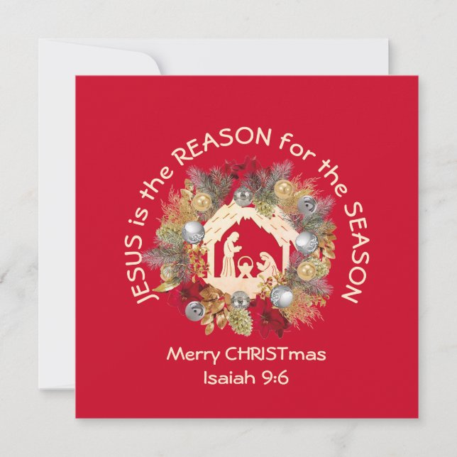 JESUS IS THE REASON Merry Christmas Holiday Card (Front)