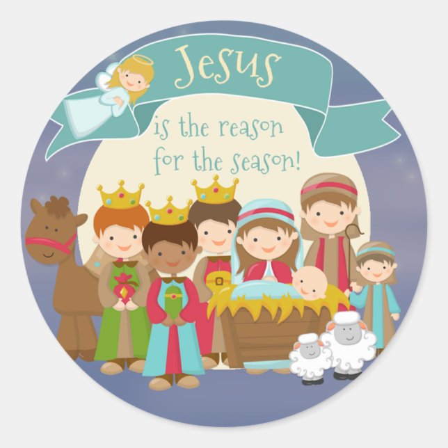 "Jesus is the Reason" Nativity Christmas Sticker (Front)