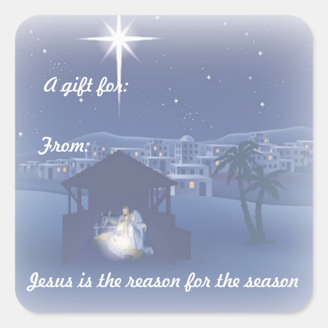 Jesus is the reason Nativity Gift tag Sticker (Front)