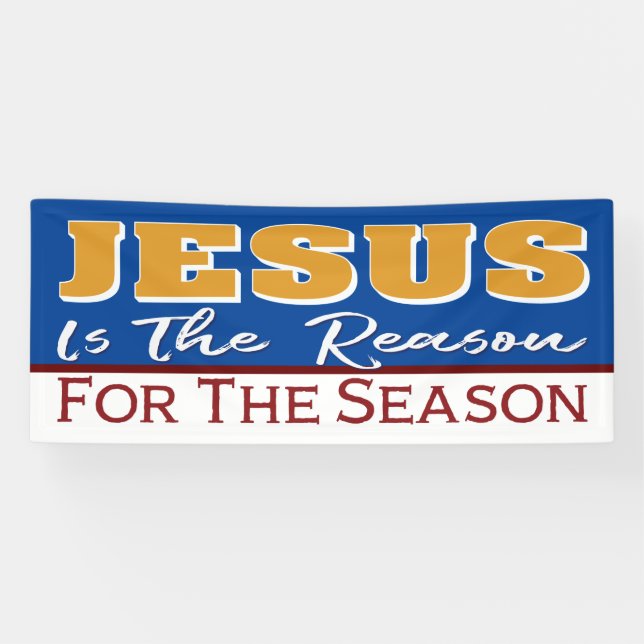 Jesus Is The Reason Red Blue Christian Christmas Banner (Horizontal)