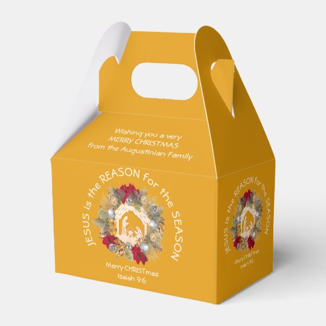 JESUS IS THE REASON Yellow Christmas Favour Box (Front Side)