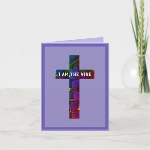 Jesus is the Vine Cross and Grapes Bible Verse Card