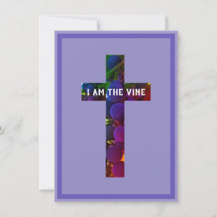 Jesus is the Vine Cross and Grapes Bible Verse Holiday Card