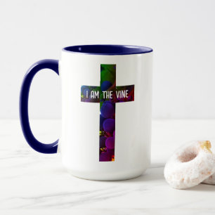 Jesus is the Vine Cross and Grapes Bible Verse Mug