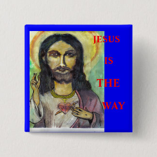 JESUS, IS, THE, WAY 2 INCH SQUARE BUTTON