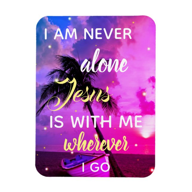 Jesus Is With Me | Beach Palm Tree Colourful Magne Magnet (Vertical)