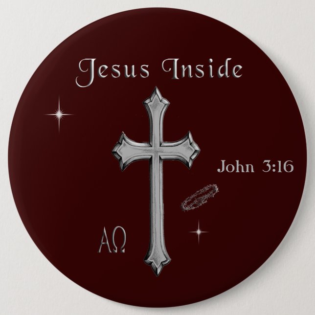Jesus John 3:16 6 Inch Round Button (Front)