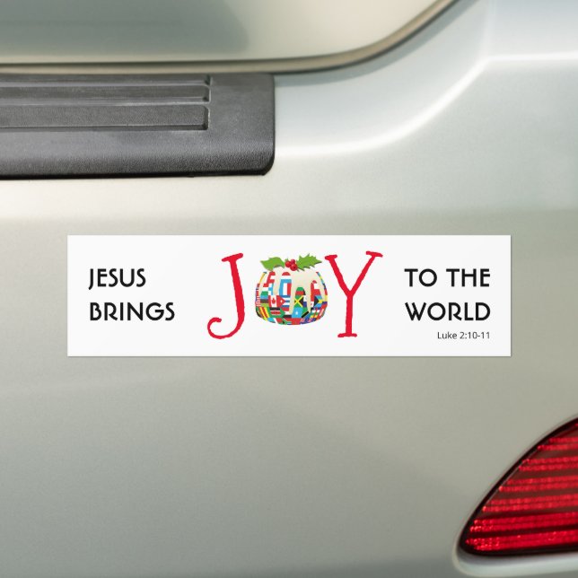 JESUS | JOY TO THE WORLD | Christian | Christmas Bumper Sticker (On Car)