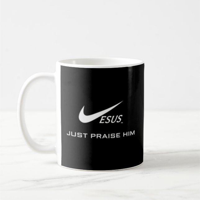 Jesus Just Praise Him - Jesus Surfed Christian Coffee Mug (Left)