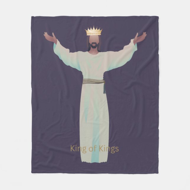Jesus "King of Kings" Blanket, Christian Gifts Fleece Blanket (Front)