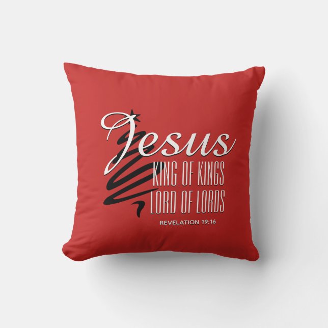 JESUS KING OF KINGS Christmas Christian Scripture Throw Pillow (Front)