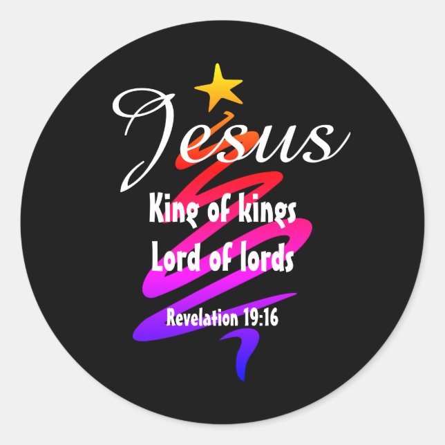 JESUS KING OF KINGS Custom Black Modern Classic Round Sticker (Front)