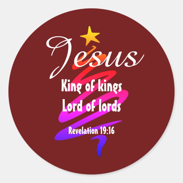 JESUS KING OF KINGS Custom RED Modern Classic Round Sticker (Front)