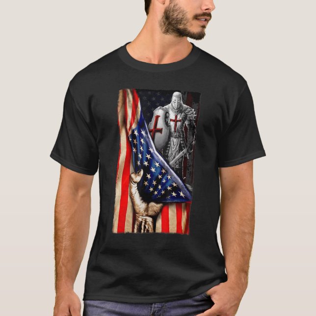 Jesus Knight Templar Warrior Of Christian Amerian  T-Shirt (Front)
