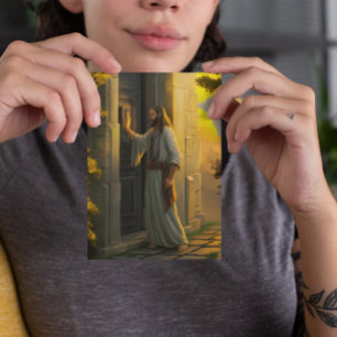 Jesus Knocking on a Rustic Door Card