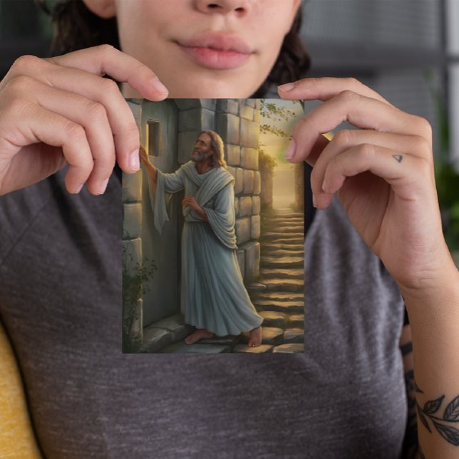 Jesus Knocking on a Rustic Door Card (Creator Uploaded)