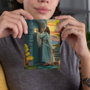 Jesus Knocking on a Rustic Door Card