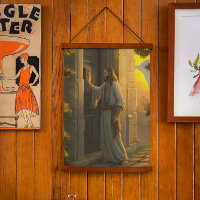Jesus Knocking on a Rustic Door