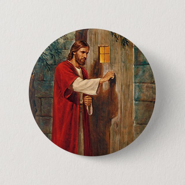 Jesus Knocks On The Door 2 Inch Round Button (Front)