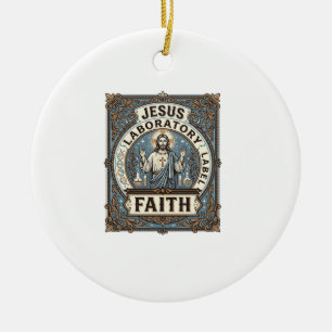 Jesus Laboratory Label Faith Jesus Laboratory Chri Ceramic Ornament