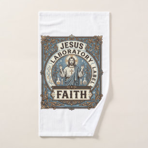 Jesus Laboratory Label Faith Jesus Laboratory Chri Hand Towel