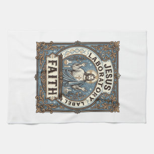 Jesus Laboratory Label Faith Jesus Laboratory Chri Kitchen Towel