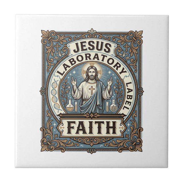 Jesus Laboratory Label Faith Jesus Laboratory Chri Tile (Front)