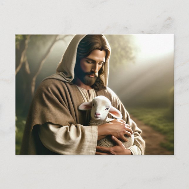 JESUS & LAMB GOOD SHEPHERD POSTCARD (Front)