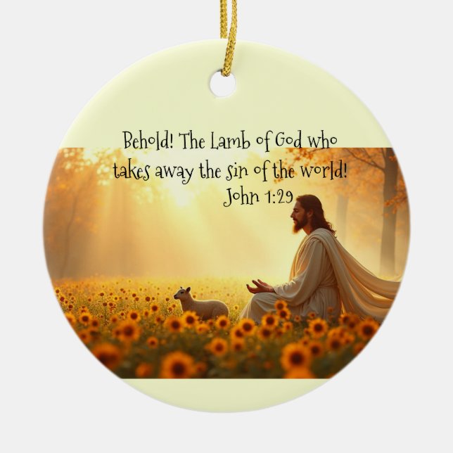 Jesus Lamb of God  Acrylic Print Ceramic Ornament (Front)