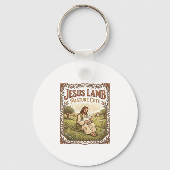Jesus Lamb Pasture Cute Jesus Lamb Pasture Cute Ch Keychain (Front)