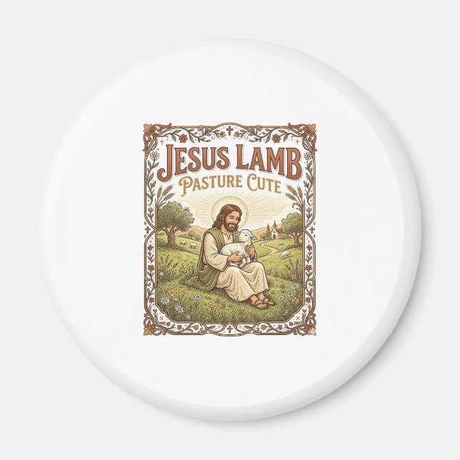 Jesus Lamb Pasture Cute Jesus Lamb Pasture Cute Ch Magnet (Front)
