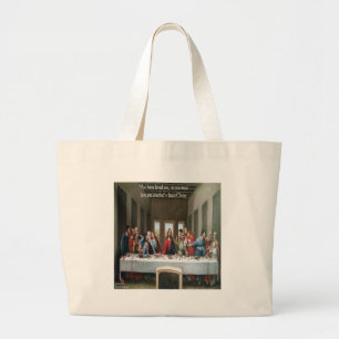 Jesus @ Last Supper "Love One Another" Quote Large Tote Bag