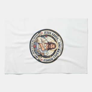 Jesus Laundry Chores Humour Shirt Christian Graphi Kitchen Towel