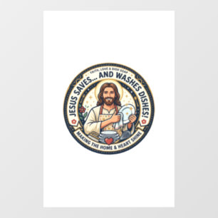 Jesus Laundry Chores Humour Shirt Christian Graphi Window Cling