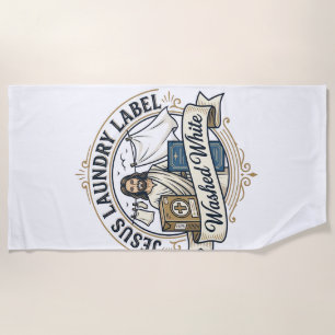 Jesus Laundry Label Washed White Jesus Laundry Was Beach Towel