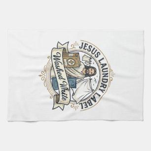 Jesus Laundry Label Washed White Jesus Laundry Was Kitchen Towel
