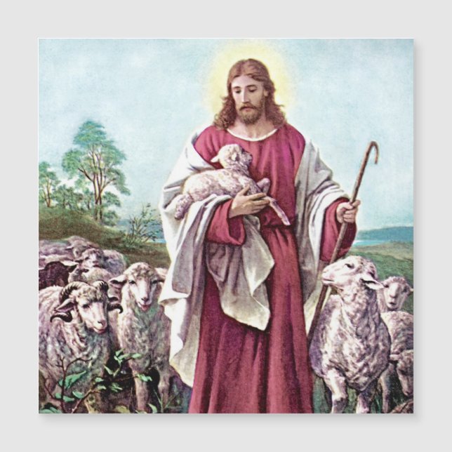 Jésus, Le Bon Pasteur Carte Magnétique (Devant)