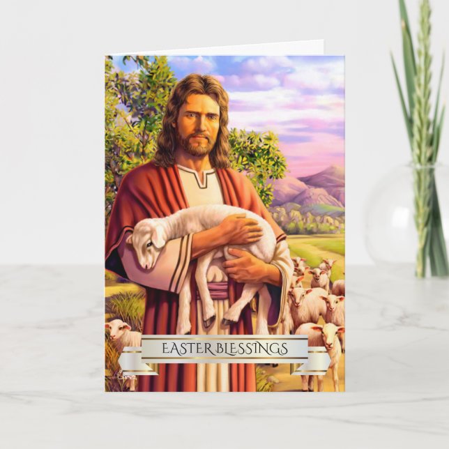 Jésus Le Bon Pasteur Peindre Les Cartes De Pâques (Devant)