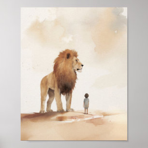 Jésus, Le Lion Et L'Enfant, Impression Numérique,