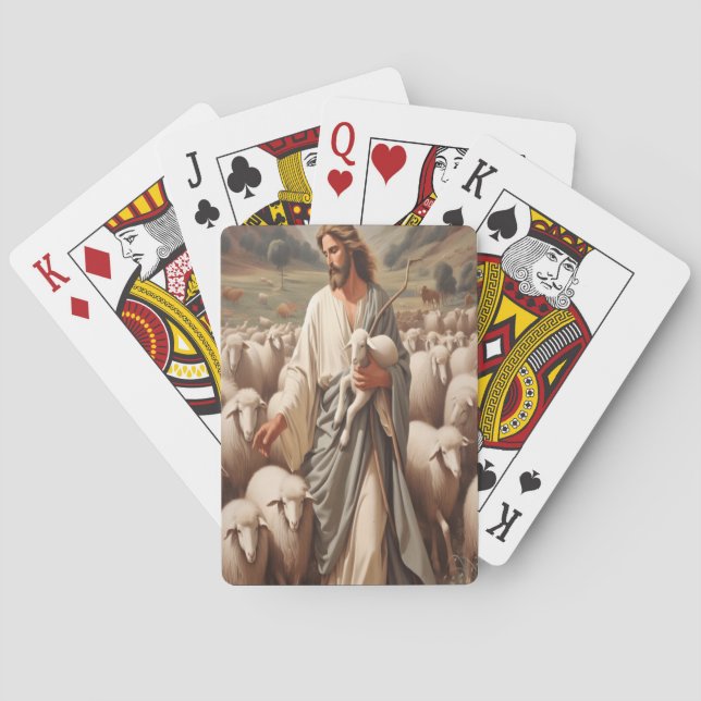 Jesus Leading His Faithful Flock  Playing Cards (Back)