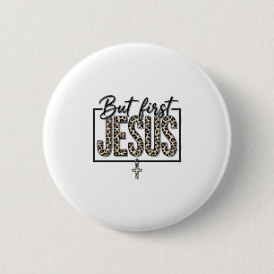 Jesus Leopard Print Christian Vintage Engraving Sh 2 Inch Round Button