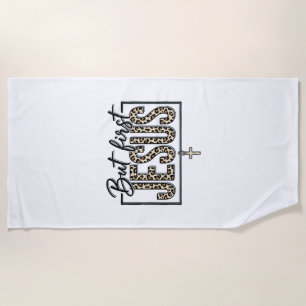 Jesus Leopard Print Christian Vintage Engraving Sh Beach Towel
