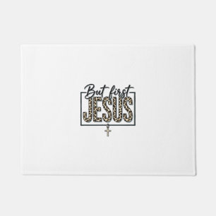 Jesus Leopard Print Christian Vintage Engraving Sh Doormat