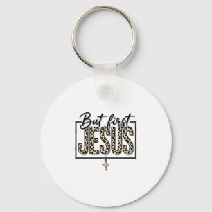 Jesus Leopard Print Christian Vintage Engraving Sh Keychain