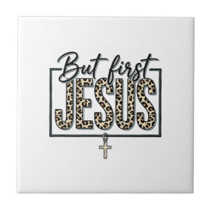 Jesus Leopard Print Christian Vintage Engraving Sh Tile