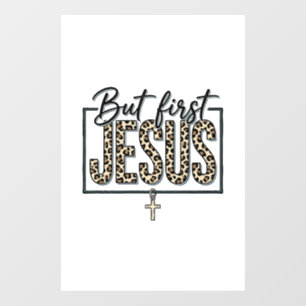 Jesus Leopard Print Christian Vintage Engraving Sh Window Cling