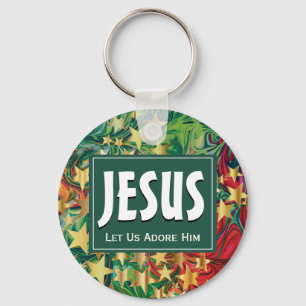 JESUS Let Us Adore Him Christmas Keychain