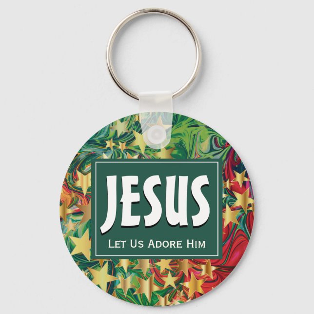 JESUS Let Us Adore Him Christmas Keychain (Front)