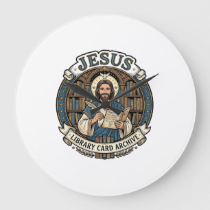 Jesus Library Card Archive Jesus Library Card Arch Large Clock