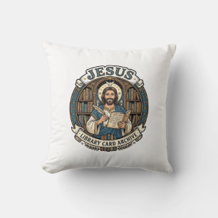 Jesus Library Card Archive Jesus Library Card Arch Throw Pillow